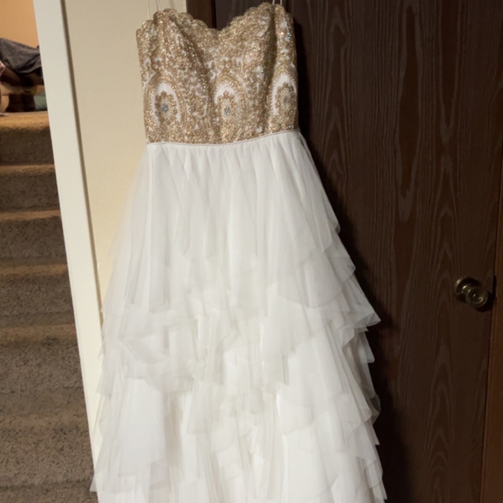 Say yes to the prom dress strapless prom dress.